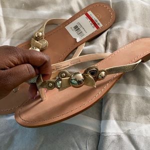 Coach Sandals gold never worn original box